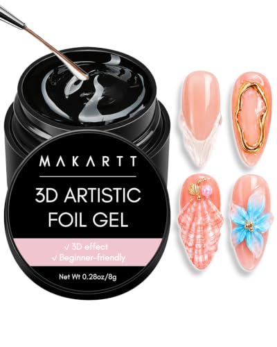 Makartt 3D Nail Gel with Transfer Foil Glue - 8g, Includes 1pc 8ml Design