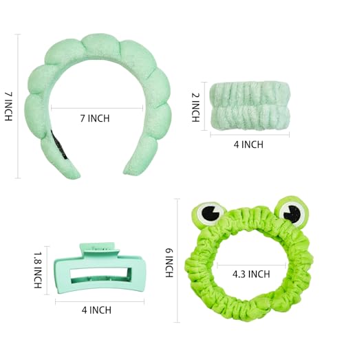 7-Piece Spa Set with Headbands & Wristbands for Women - Green