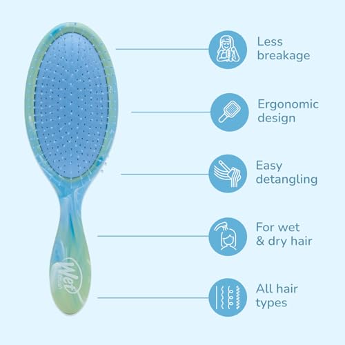 Wet Brush Original Detangler Matte Marble Green, 1 Count - IntelliFlex Ultra-Soft Bristles