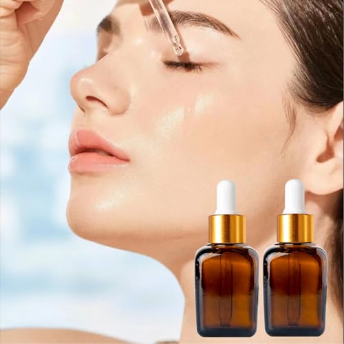 PYAWI 30ml Amber Square Dropper Bottles Pack of 12 with Gold Cap