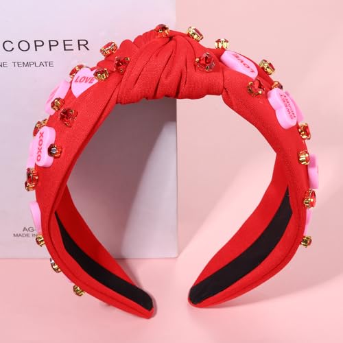 YAHPERN Valentine’s Day Red Pink Heart Knotted Headband — Letter Heart Variant