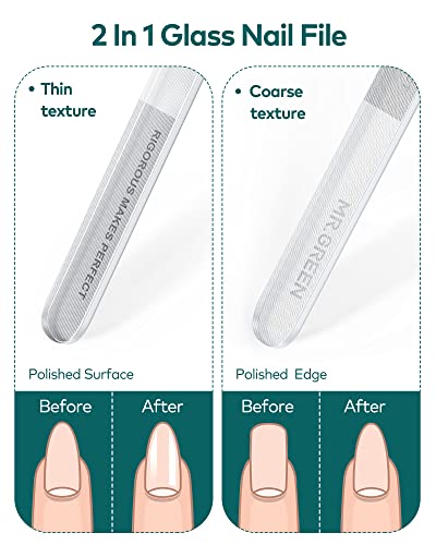 MR.GREEN Upgraded Glass Nail File - Bilateral & Washable for Natural and Acrylic Nails