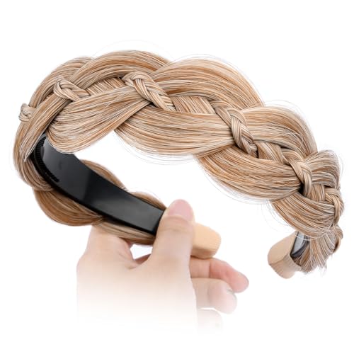 Sandy Blonde Wide Braided Headband with Teeth for Girls & Women
