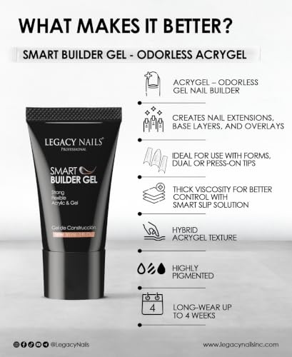 Legacy Nails Smart Builder Gel 1oz - Odorless Peach Sculpting Gel
