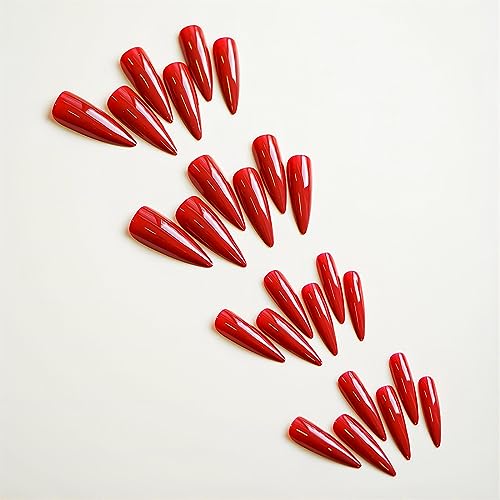 RUOKEXIN Stiletto Press On Nails 24Pcs Almond Full Cover Mirror Finish, Variation CJ12