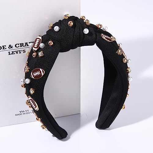 Black Football Headband for Football Mom Sports Hair Accessories Gift