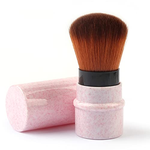 Pink Retractable Kabuki Makeup Brush for Blush, Foundation & Contour