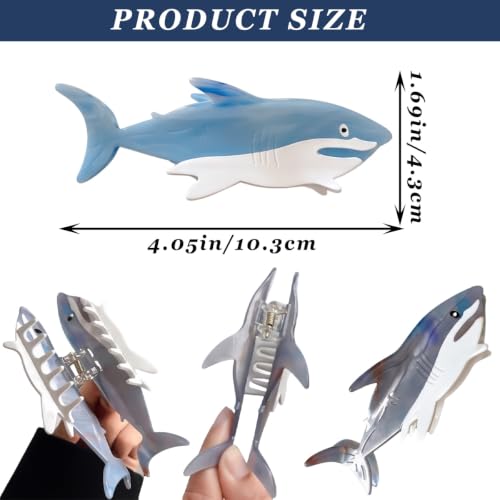 2 Pack Shark Hair Clips for Women & Girls, Ocean Sea Animal Hair Accessories