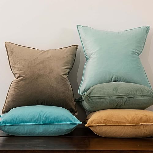 Velvet Decorative Pillow Covers Set of 2 with Hidden Zipper