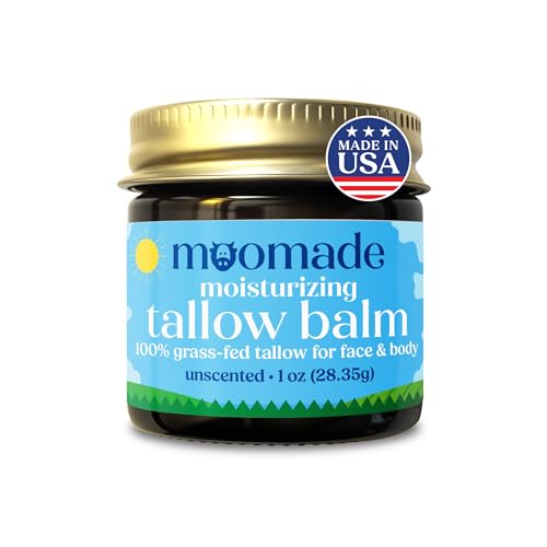 Moomade Unscented Grass-Fed Tallow Balm for Sensitive Skin 1 oz - Organic, Versatile Moisturizer