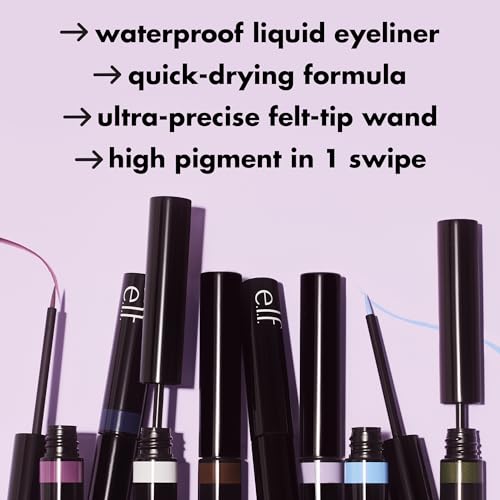 e.l.f. H2O Proof Inkwell Eyeliner Pen - Caffeinated, Waterproof, Matte Finish