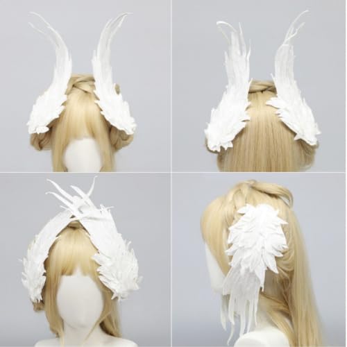 White Angel Wing Feather Hair Clips for Girls Women - Lolita Headwear & Cosplay Accessories