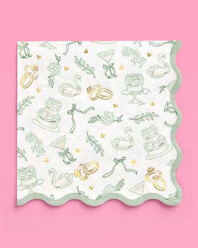 Sage Green Bachelorette Napkins - 25 Paper Napkins with Gold Foil