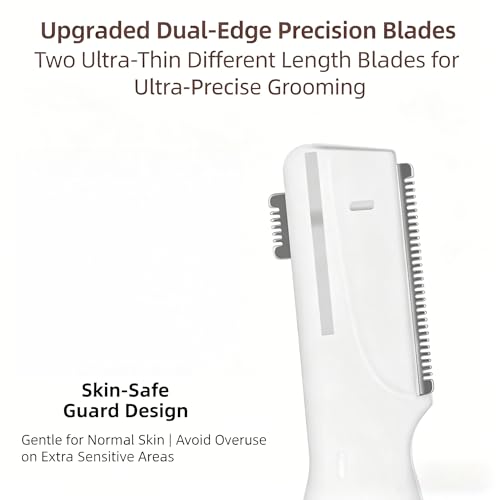 Upgraded Eyebrow Trimmer, Precision Electric Razor for Women Men, Battery Operated Painless Facial Hair Remover with Adjustable Comb & Washable Blade (Face, Upper Lip, Chin, Neck)