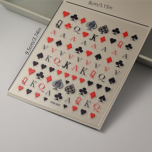 Poker Nail Stickers - 3D Playing Card Nail Art Decals