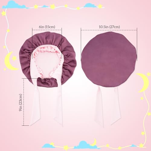 Lolalet 2 PCS Kids Reversible Satin Bonnets - Violet & Champagne