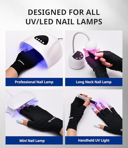 AIRSEE UPF 50+ UV Protection Gloves for Gel Manicures - Fingerless Design
