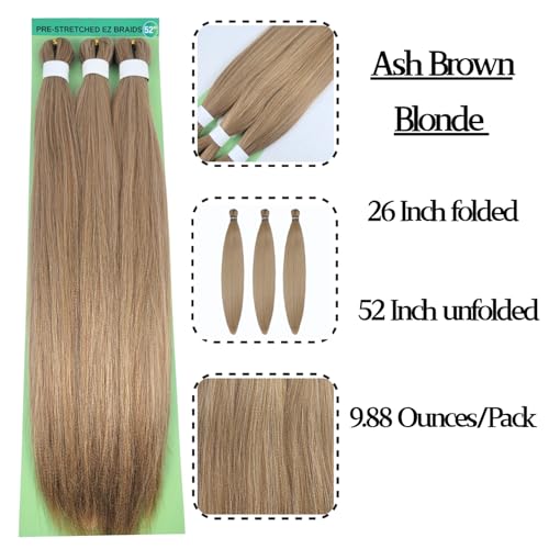 Ash Brown Blonde Braiding Hair 26 Inch Pre-Stretched for Box Braids