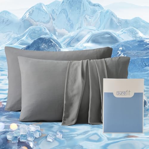 SureFit Cooling Pillowcase Set of 2 - King Size, Gray
