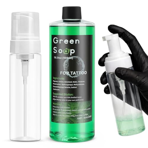 Ponhey Tattoo Green Soap Cleansing Kit with Foam Dispenser & Gloves