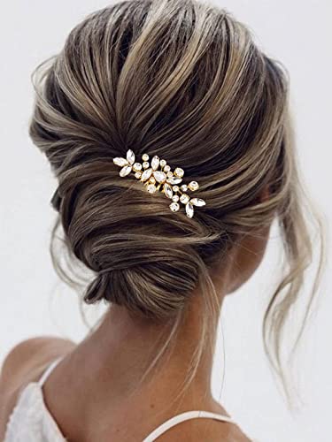 JAKAWIN Bridal Hair Comb Rhinestone Wedding Hair Accessories Silver Gold Rose Gold