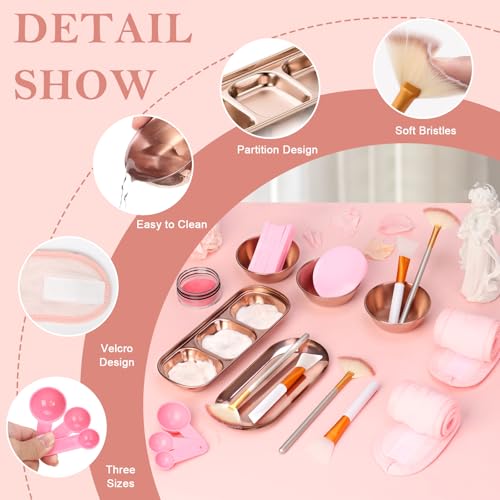 Rose Gold Facial Supplies Set with Mixing Bowls & Brushes