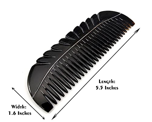 5MOONSUN5 Handmade Natural Ox Horn Comb - Anti-Static Detangling Tool