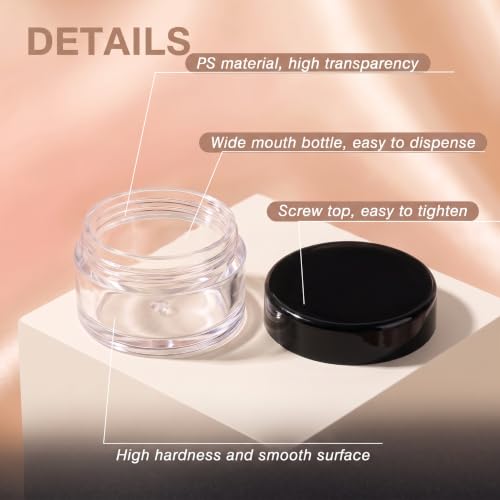 Black 100-Pack 5g Sample Containers Lip Balm Jars - Refillable & Leak-Proof