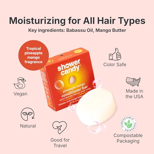Natural Conditioner Bar for Normal Hair - Pineapple Mango Milk Scent, 1.3oz | Eco-Friendly, Travel Ready, Pack of 1