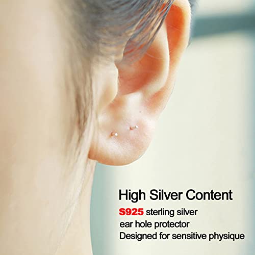 EOKOW Ear Piercing Gun Kit Black - Reusable Piercing Tool with 12 Color Diamonds, 10 S925 Silver Sticks, Stainless Steel & Safe Home Salon