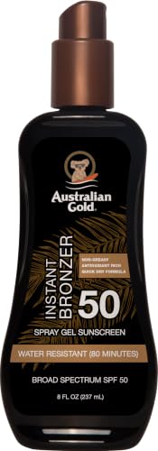 Australian Gold SPF 50 Spray Gel Sunscreen with Instant Bronzer - 8 Oz