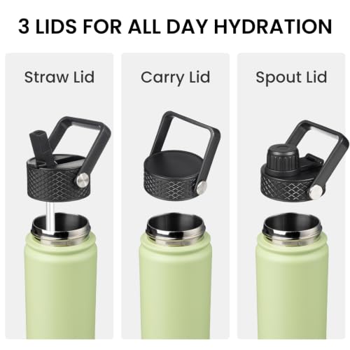 Konokyo 18 oz Insulated Stainless Steel Water Bottle with Straw Lid - BPA-Free & Leak-Proof for Travel, Gym, Hiking