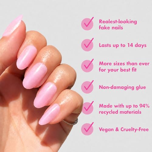 Olive & June Instant Mani Press-On Nails | Iridescent Pink, Oval, Medium