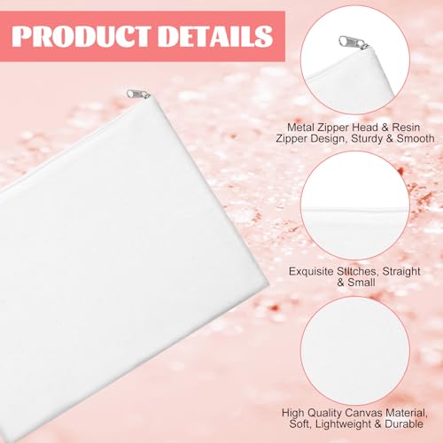 8 Pcs Large Canvas Zipper Pouches - 12x9 Inch Makeup Bags for Travel & DIY