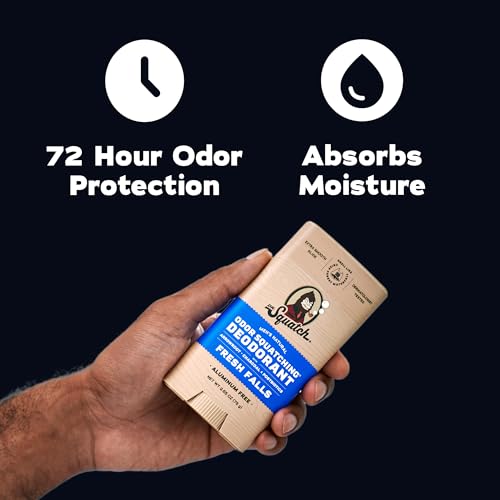 Dr. Squatch Natural Men¡¯s Deodorant ? Aluminum Free Natural Deodorant Men with Charcoal & Postbiotics for 72-Hour Odor Protection ? Fresh Falls, 2.65oz Stick (3-Pack)