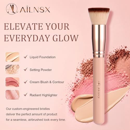 Flat Top Kabuki Foundation Brush - Soft Makeup Brush for Liquid, Cream & Powder