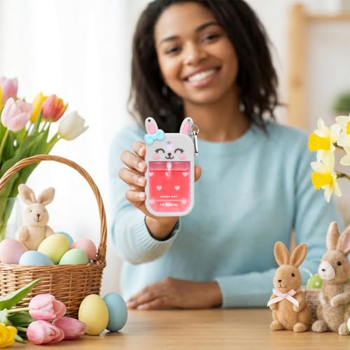 Metyond Rabbit Silicone Hand Sanitizer Case with Keychain for Touchland 1 OZ, Travel Friendly