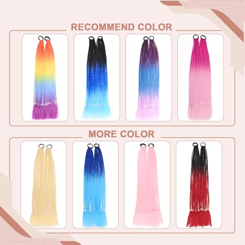 Rainbow Braided Ponytail Extension - 24 Inch Colorful Hairpiece