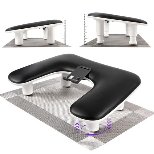 YINGJEE Manicure Arm Rest with Rotating Phone Holder - Black, Adjustable Nail Stand