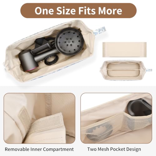 Quilted Hair Tool Travel Bag for Dyson Airwrap & Shark FlexStyle - Blue Floral