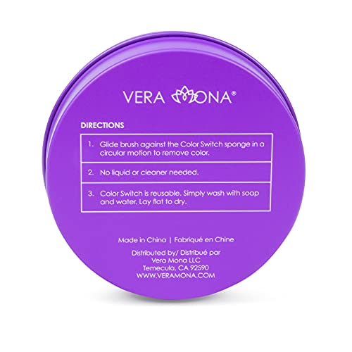 Vera Mona Color Switch Makeup Brush Cleaner - Dual-Sided Sponge for Easy Eye Shadow Removal