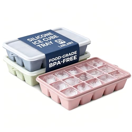 BPA-Free Silicone Ice Cube Trays with Lids - 3-Pack (15 Cavity)