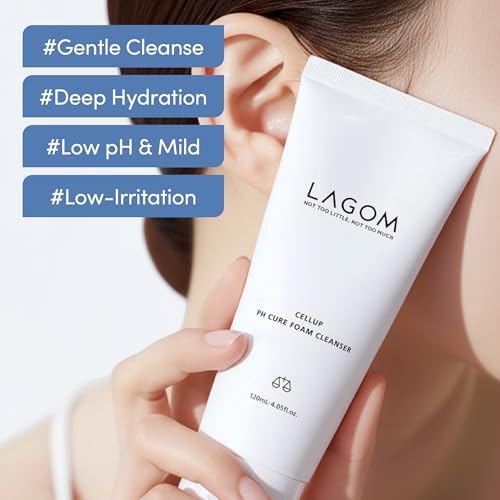 LAGOM Cellup pH Cure Foam Cleanser - Gentle Low pH Face Wash for Sensitive Skin, 4.05 Fl Oz