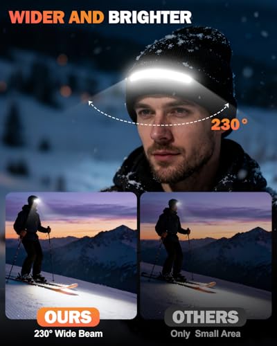 Maraiss Unisex LED Light Beanie - Black, One Size, Gifts for Men Women Dad Valentine Birthday