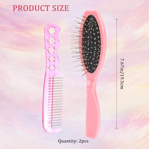 2-Pack Stainless Steel Wig Brushes for Synthetic Hair - Ergonomic Design