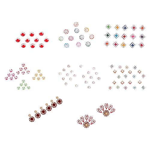 Multicolour Pack of 8 Crystal Bindi Stickers for Women - Aditri Creation