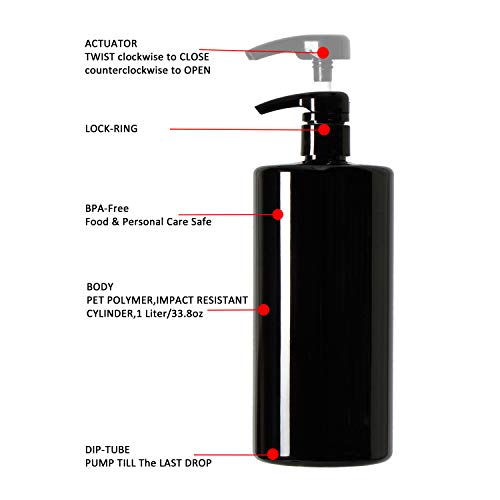 Youngever 16 oz Pump Bottles - 5 Pack Empty Refillable Shampoo Dispensers