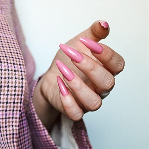Allkem Mauve Press On Nails | Glossy Long Coffin - 20 pcs Kit