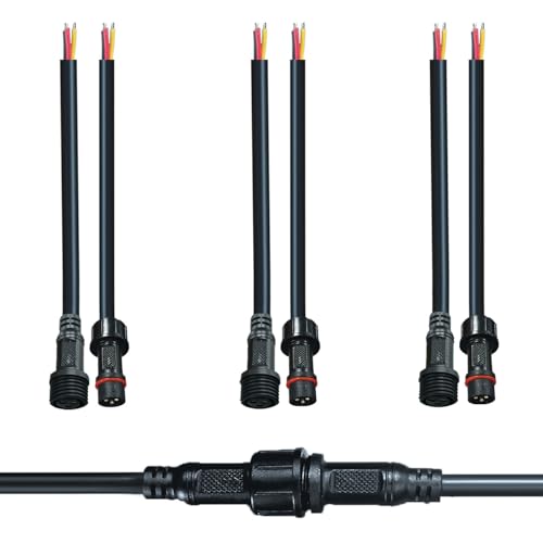 18AWG 3-Pin Waterproof Connector | 20cm Male/Female LED Plug