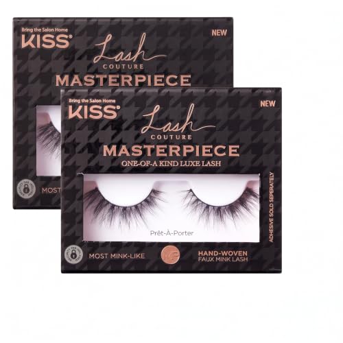 KISS Lash Couture Masterpiece Prêt-À-Porter False Eyelashes 12mm Reusable Vegan Pack of 2